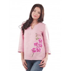 Embroidered blouse-tunic "Gentle Orchid"
